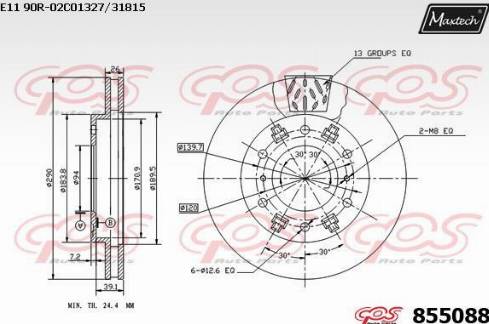 Maxtech 855088.0000 - Тормозной диск autospares.lv