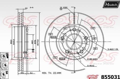 Maxtech 855031.6880 - Тормозной диск autospares.lv