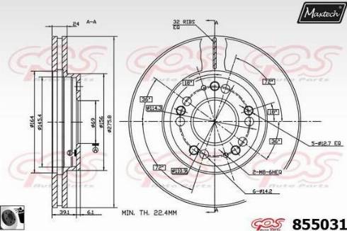 Maxtech 855031.0060 - Тормозной диск autospares.lv