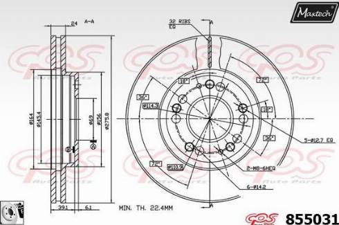 Maxtech 855031.0080 - Тормозной диск autospares.lv