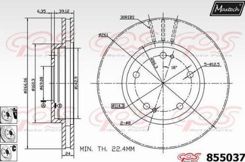 Maxtech 855037.6880 - Тормозной диск autospares.lv