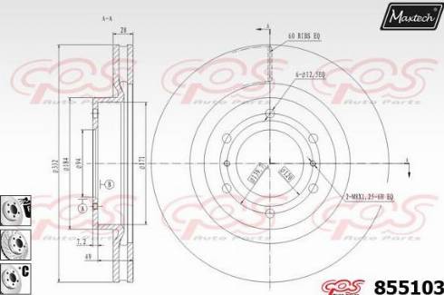 Maxtech 855103.6980 - Тормозной диск autospares.lv