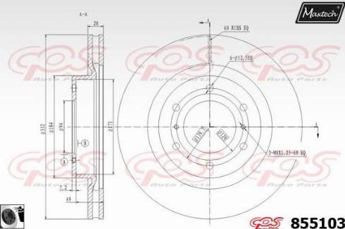 Maxtech 855103.0060 - Тормозной диск autospares.lv