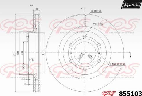 Maxtech 855103.0000 - Тормозной диск autospares.lv