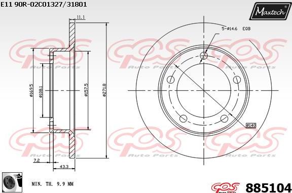 Maxtech 855103 - Тормозной диск autospares.lv