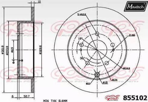 Maxtech 855102.0000 - Тормозной диск autospares.lv