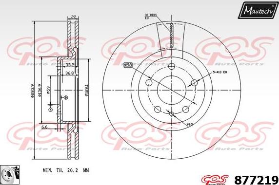 Maxtech 855102 - Тормозной диск autospares.lv