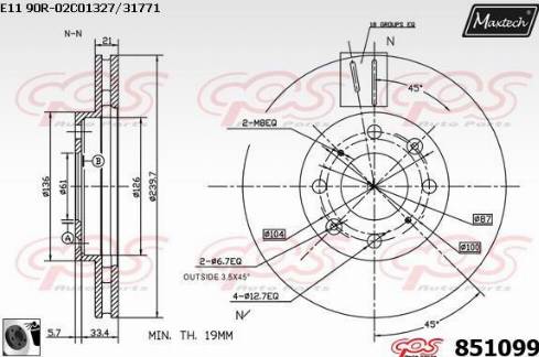 Maxtech 851099.0060 - Тормозной диск autospares.lv