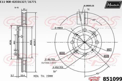 Maxtech 851099.0000 - Тормозной диск autospares.lv