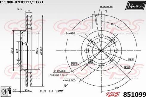 Maxtech 851099.0080 - Тормозной диск autospares.lv