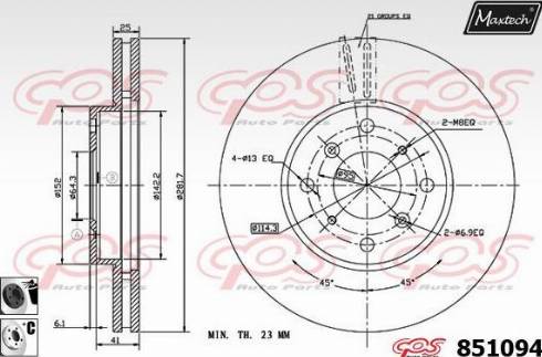 Maxtech 851094.6060 - Тормозной диск autospares.lv