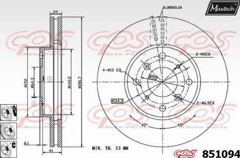 Maxtech 851094.6880 - Тормозной диск autospares.lv