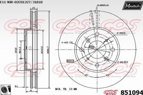 Maxtech 851094.0060 - Тормозной диск autospares.lv