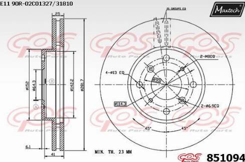 Maxtech 851094.0000 - Тормозной диск autospares.lv