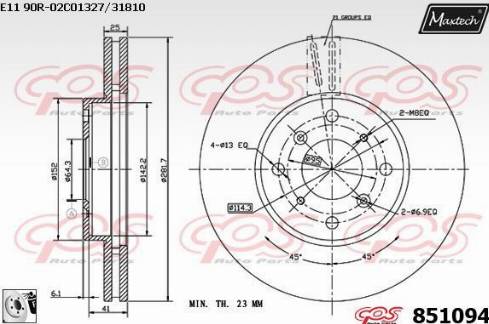 Maxtech 851094.0080 - Тормозной диск autospares.lv