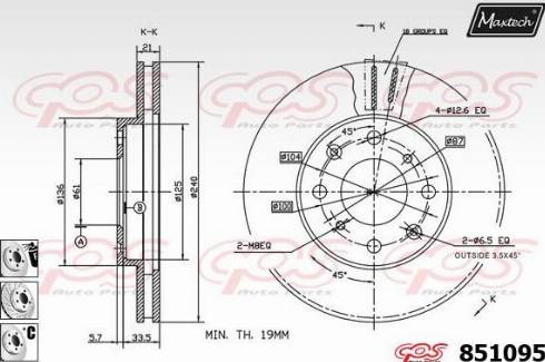 Maxtech 851095.6980 - Тормозной диск autospares.lv