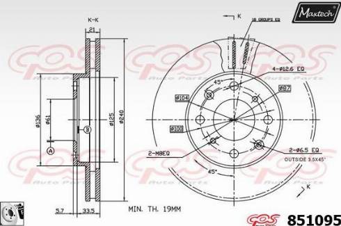 Maxtech 851095.0080 - Тормозной диск autospares.lv