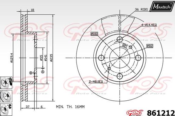 Maxtech 851095 - Тормозной диск autospares.lv