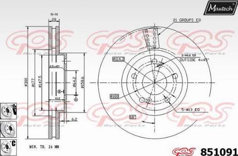 Maxtech 851091.6880 - Тормозной диск autospares.lv