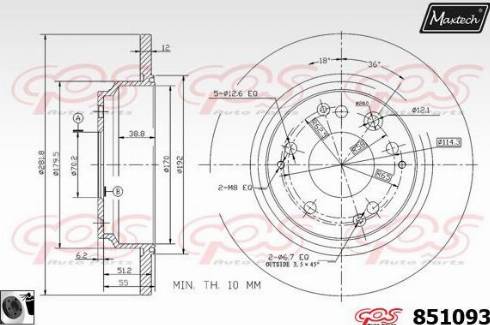 Maxtech 851093.0060 - Тормозной диск autospares.lv