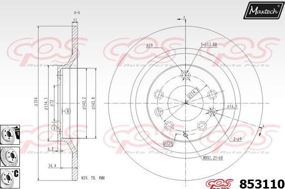 Maxtech 851093 - Тормозной диск autospares.lv