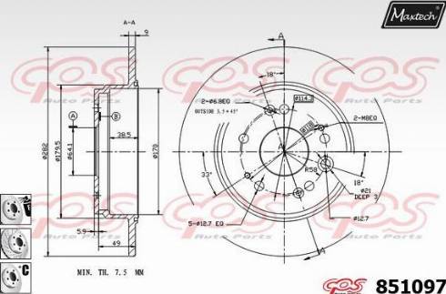 Maxtech 851097.6980 - Тормозной диск autospares.lv