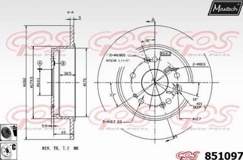 Maxtech 851097.6060 - Тормозной диск autospares.lv