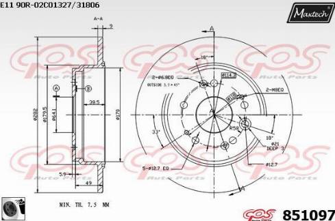 Maxtech 851097.0060 - Тормозной диск autospares.lv