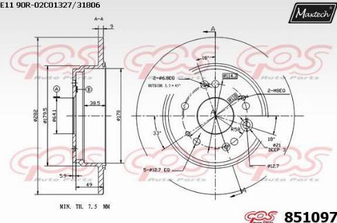 Maxtech 851097.0000 - Тормозной диск autospares.lv