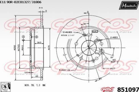 Maxtech 851097.0080 - Тормозной диск autospares.lv