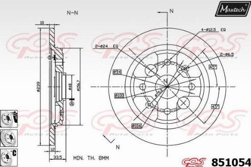 Maxtech 851054.6880 - Тормозной диск autospares.lv