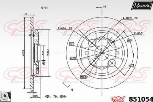 Maxtech 851054.0080 - Тормозной диск autospares.lv