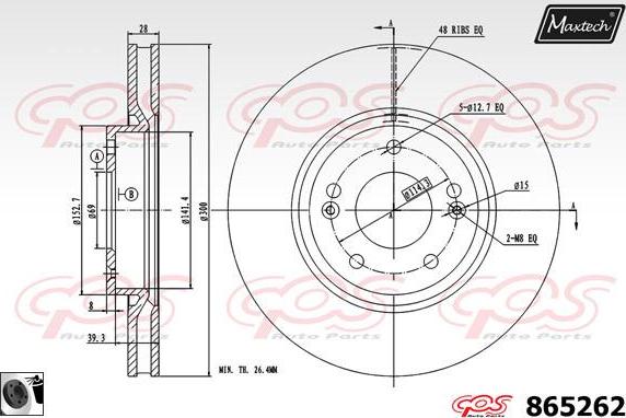 Maxtech 851054 - Тормозной диск autospares.lv