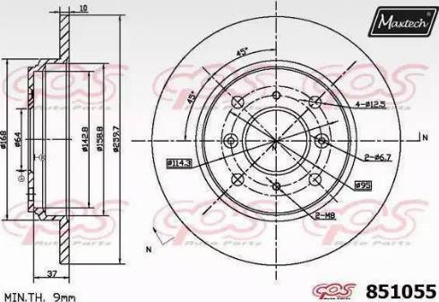 Maxtech 851055.6060 - Тормозной диск autospares.lv