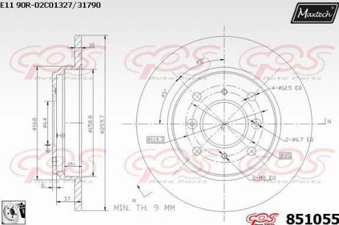 Maxtech 851055.0080 - Тормозной диск autospares.lv