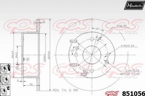 Maxtech 851056.6880 - Тормозной диск autospares.lv