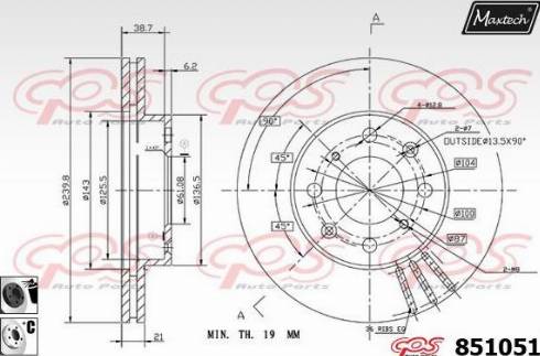 Maxtech 851051.6060 - Тормозной диск autospares.lv