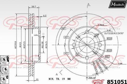 Maxtech 851051.6880 - Тормозной диск autospares.lv