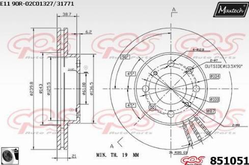 Maxtech 851051.0060 - Тормозной диск autospares.lv