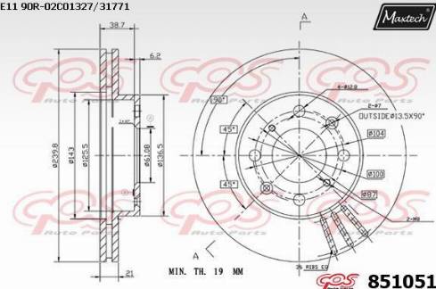 Maxtech 851051.0000 - Тормозной диск autospares.lv