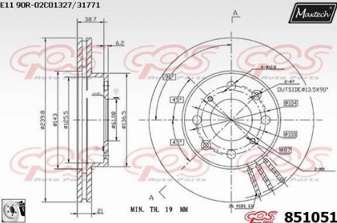 Maxtech 851051.0080 - Тормозной диск autospares.lv