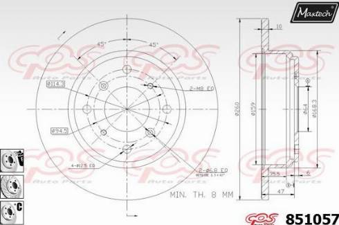 Maxtech 851057.6880 - Тормозной диск autospares.lv