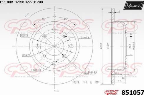 Maxtech 851057.0000 - Тормозной диск autospares.lv