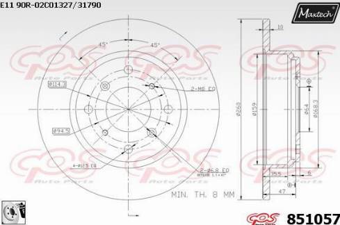 Maxtech 851057.0080 - Тормозной диск autospares.lv