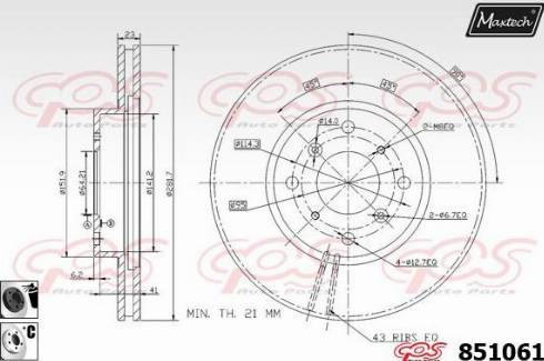 Maxtech 851061.6060 - Тормозной диск autospares.lv