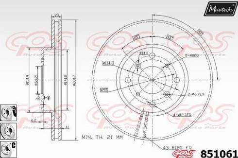 Maxtech 851061.6880 - Тормозной диск autospares.lv