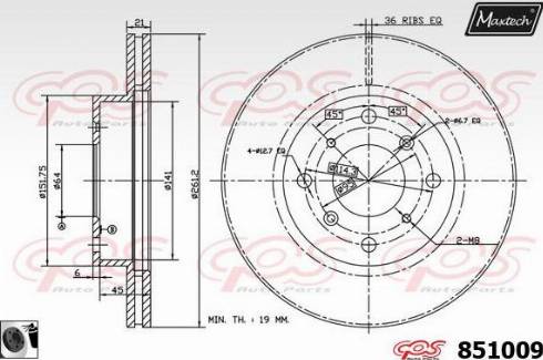 Maxtech 851009.0060 - Тормозной диск autospares.lv