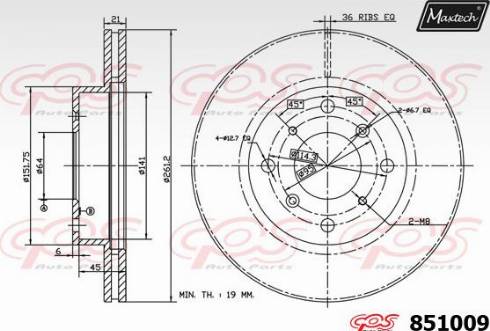 Maxtech 851009.0000 - Тормозной диск autospares.lv