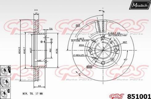 Maxtech 851001.6980 - Тормозной диск autospares.lv