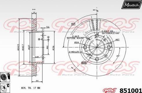 Maxtech 851001.6060 - Тормозной диск autospares.lv